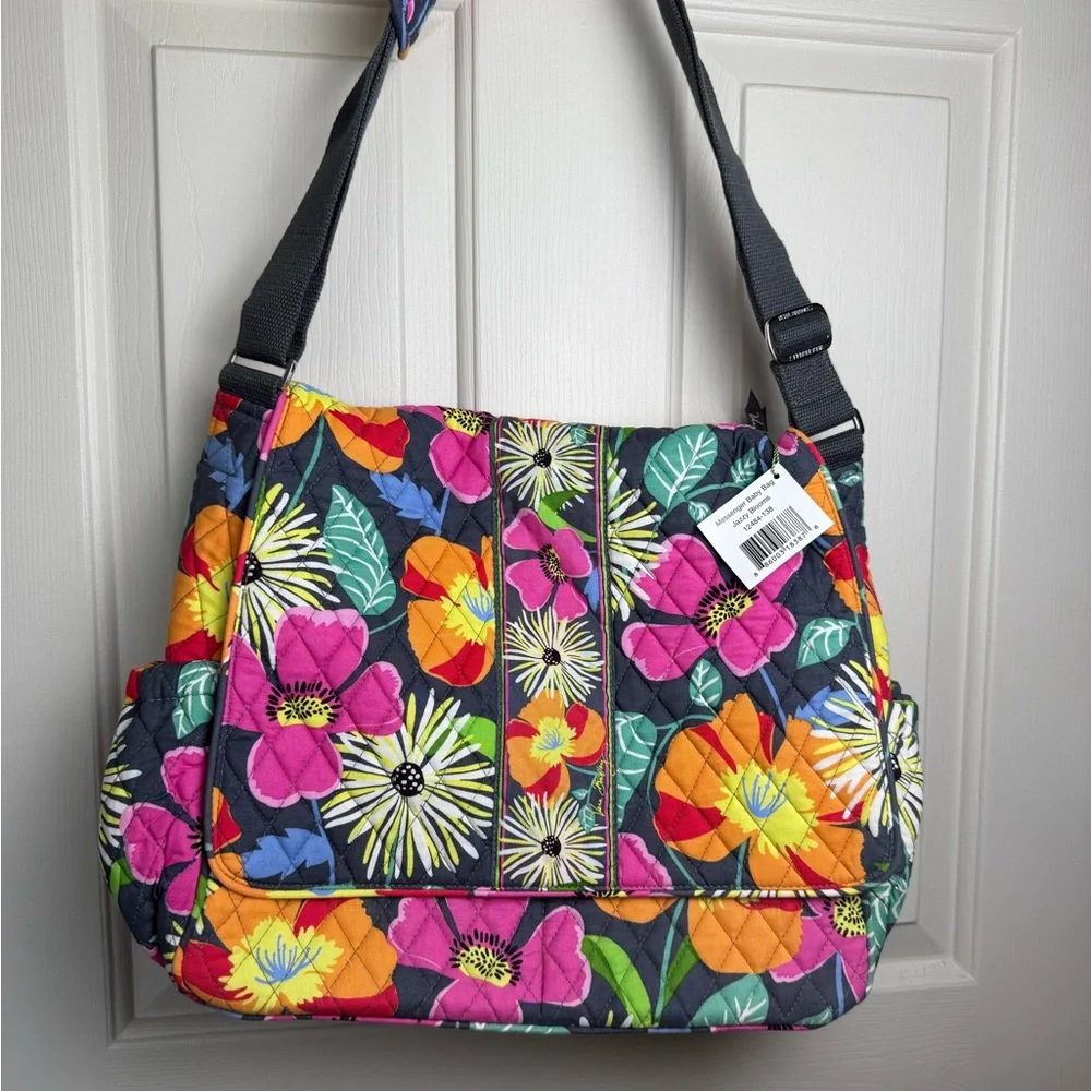 NWT Vera Bradley Jazzy Blooms Diaper Bag With Changing Pad Floral Diaper Bag New